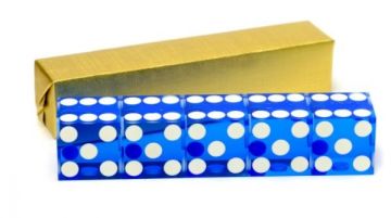 Flush Spots Casino Dice: 3/4 in., High Polish, Razor Edge, Light Blue (Stick of 5)